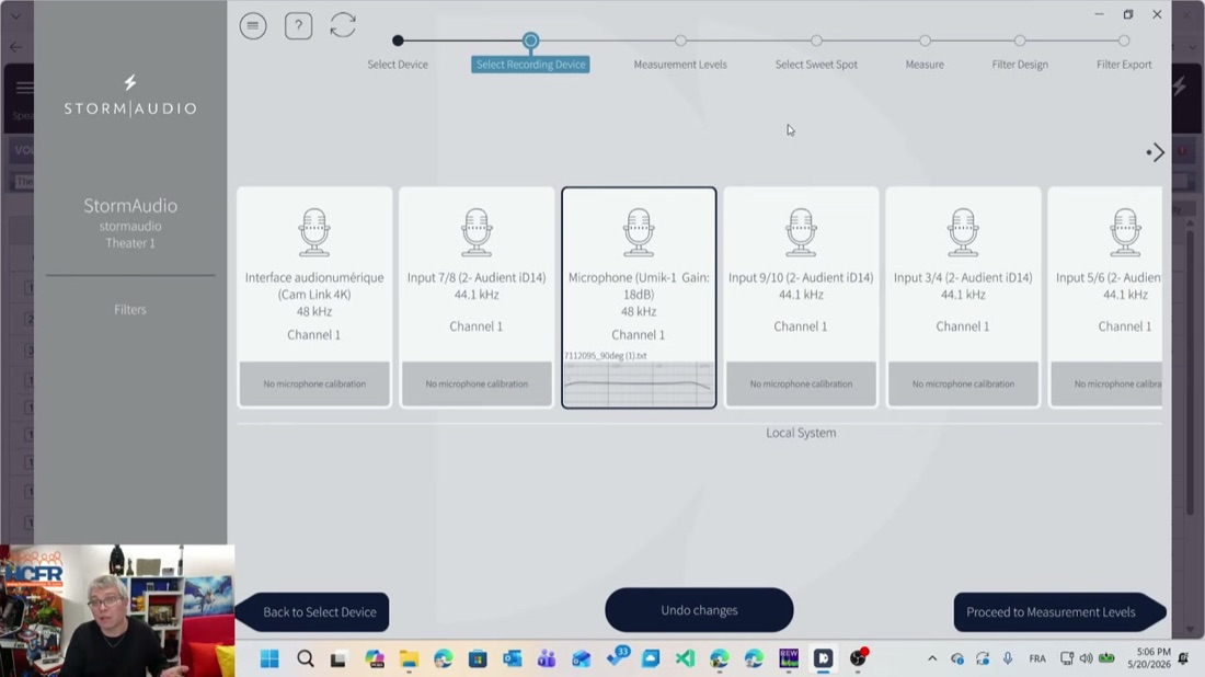 Dirac Live 聲道偵測與選擇畫面